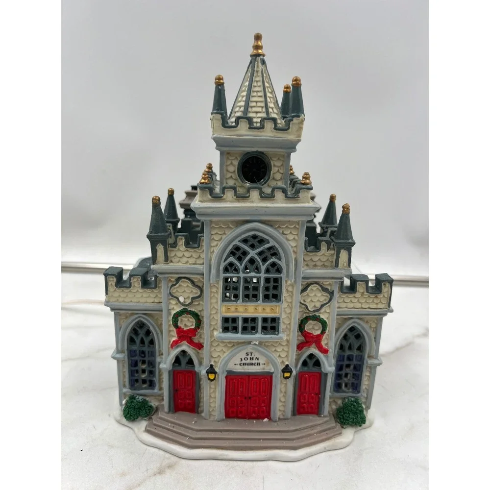 Lemax Carole Towne St John Church Wedding Set 2001 Christmas Village Lit Boxed